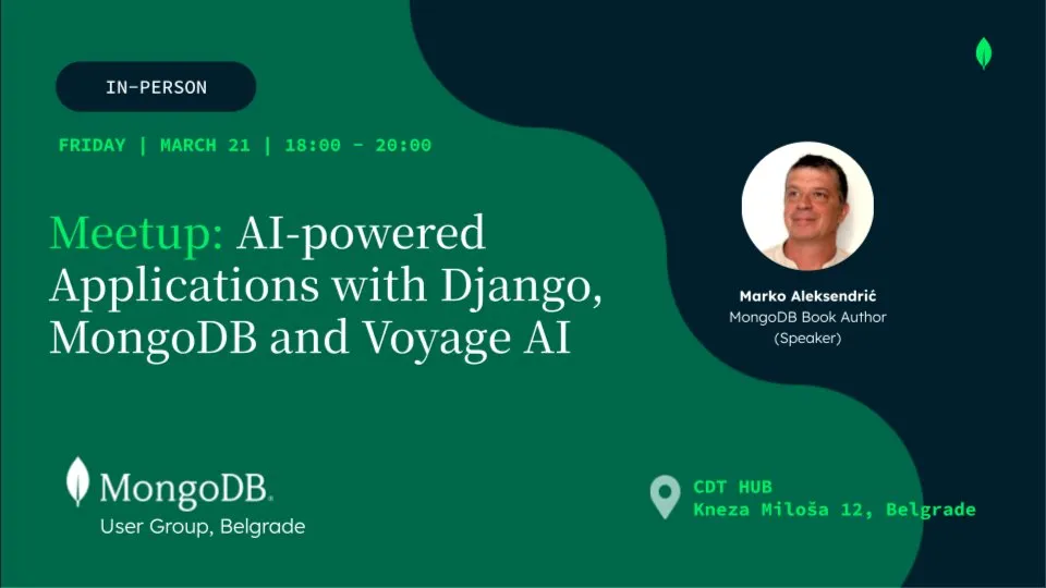 Belgrade MUG #3: AI-powered Applications with Django, MongoDB and Voyage AI